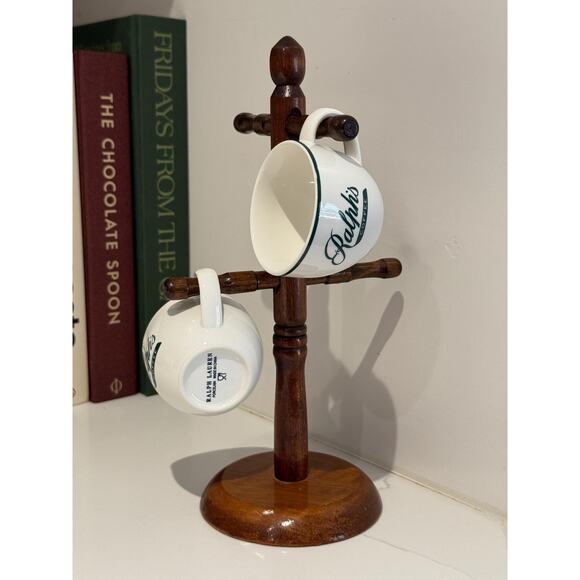 Vintage Wooden Mug Tree Stand Cottage Core - Picture 1 of 2